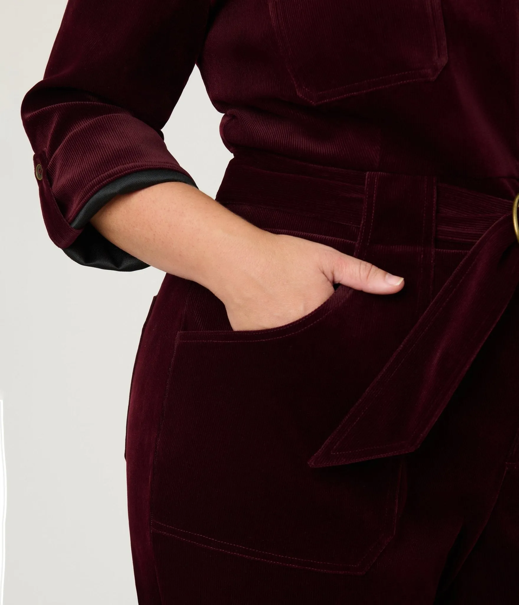 Unique Vintage Plus Size Burgundy Corduroy Trixie Jumpsuit sold by Unique Vintage product image thumbnail 5