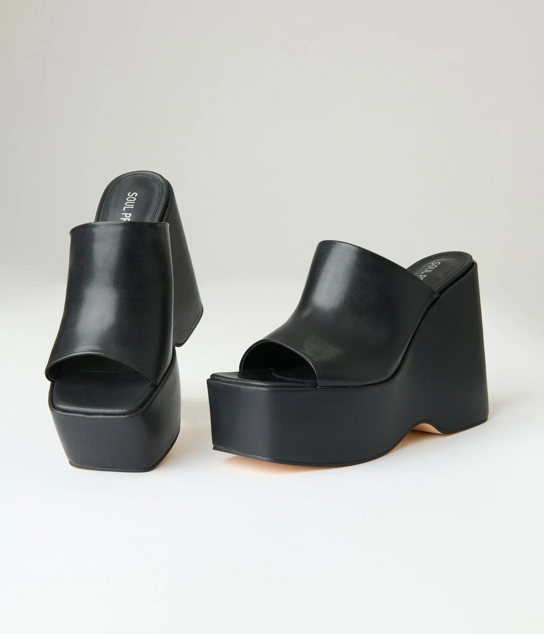 Black Leatherette Wedge Platforms sold by Unique Vintage product image thumbnail 3