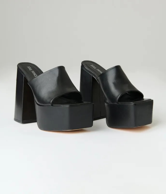 Black Leatherette Platforms sold by Unique Vintage