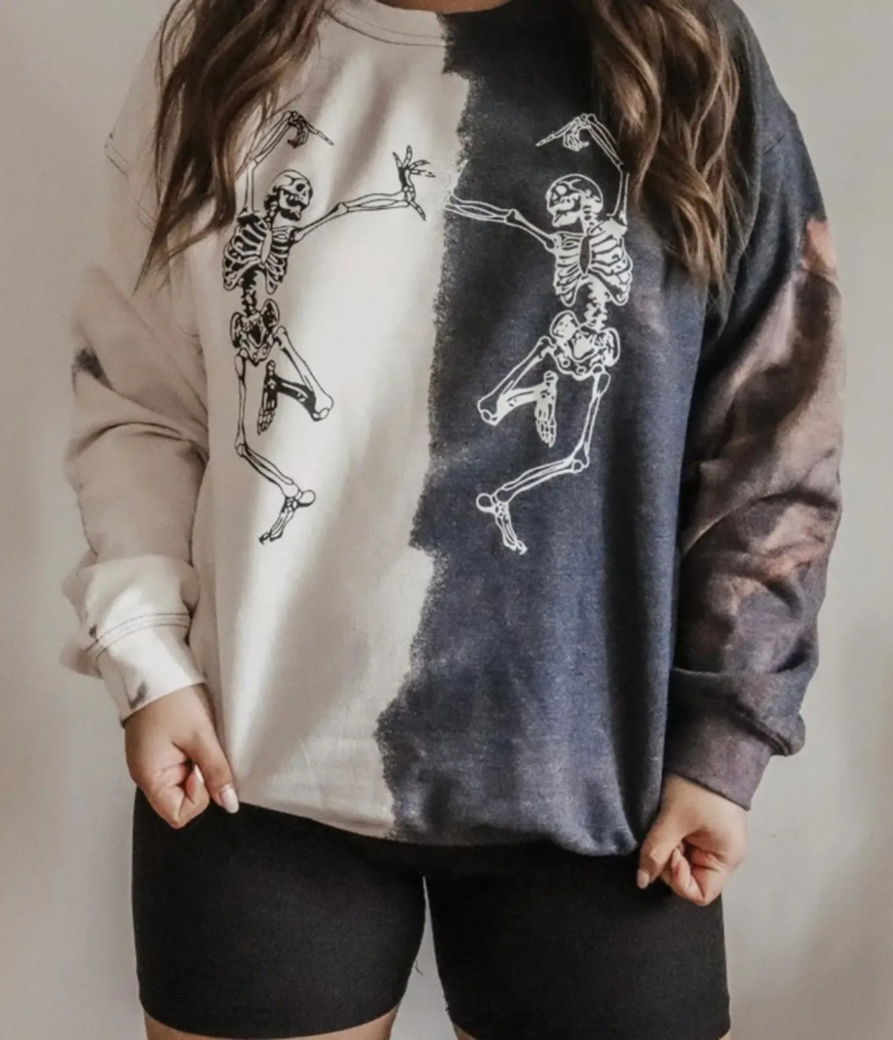 Dancing Skeletons Tie Dye Graphic Sweatshirt sold by Unique Vintage product image thumbnail 2
