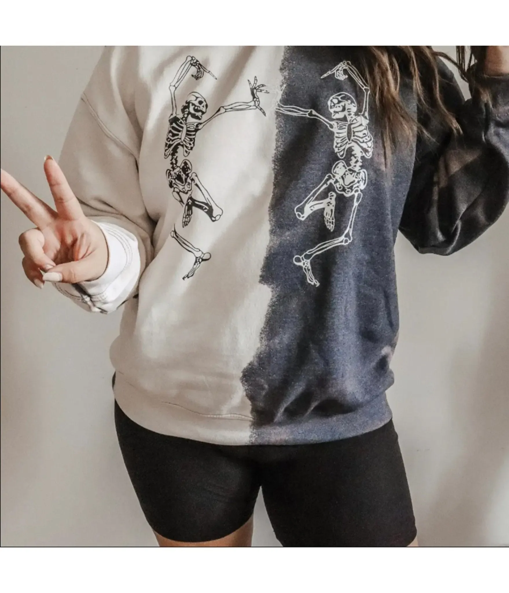 Dancing Skeletons Tie Dye Graphic Sweatshirt sold by Unique Vintage product image thumbnail 3