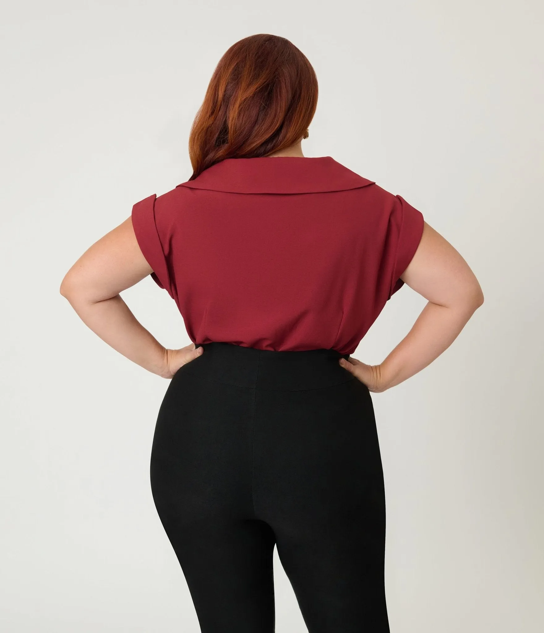 Unique Vintage Plus Size Burgundy Twill Sleeveless Blouse sold by Unique Vintage product image thumbnail 2