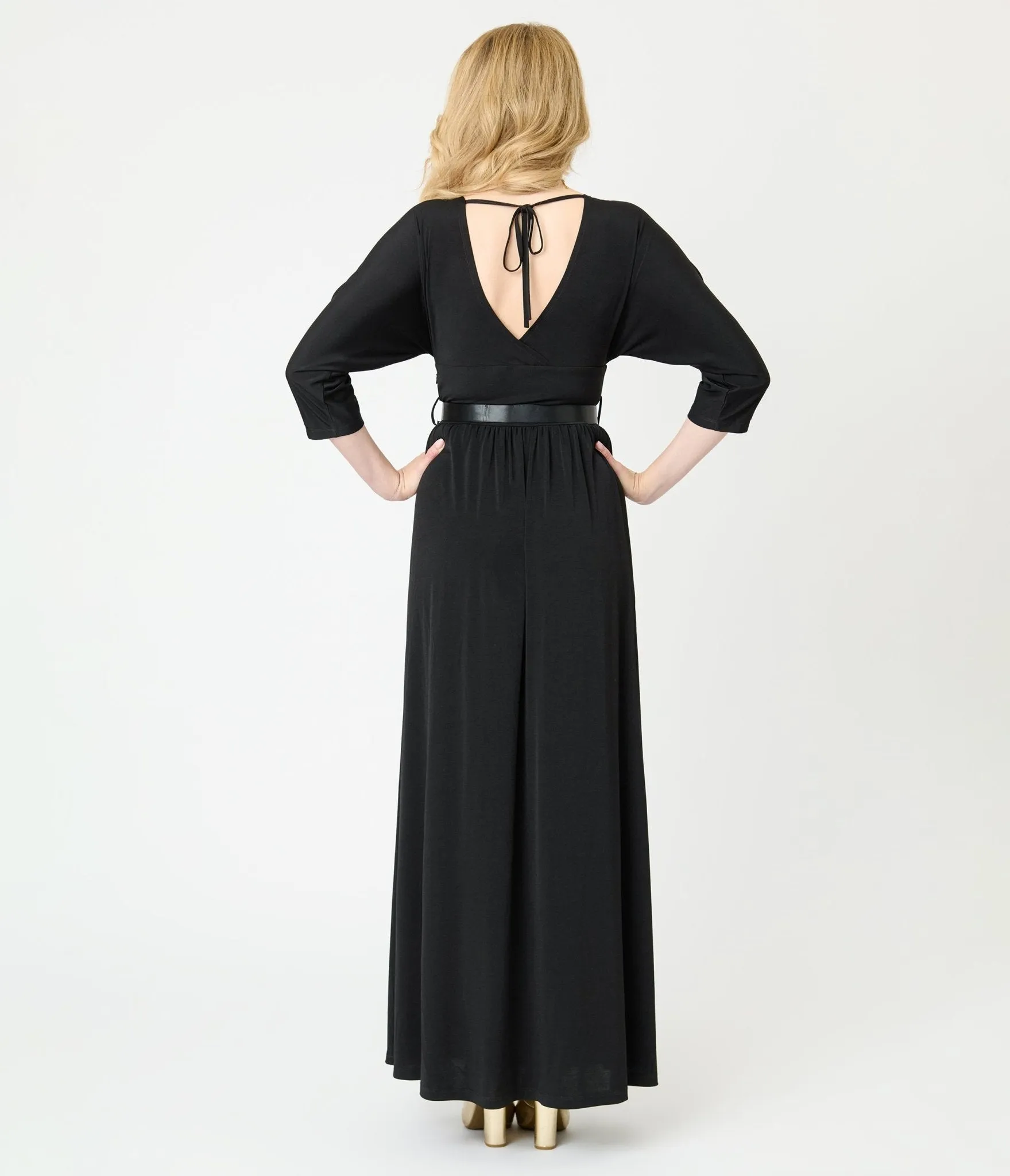 Unique Vintage Black Batwing Sleeve Maxi Dress sold by Unique Vintage product image thumbnail 2