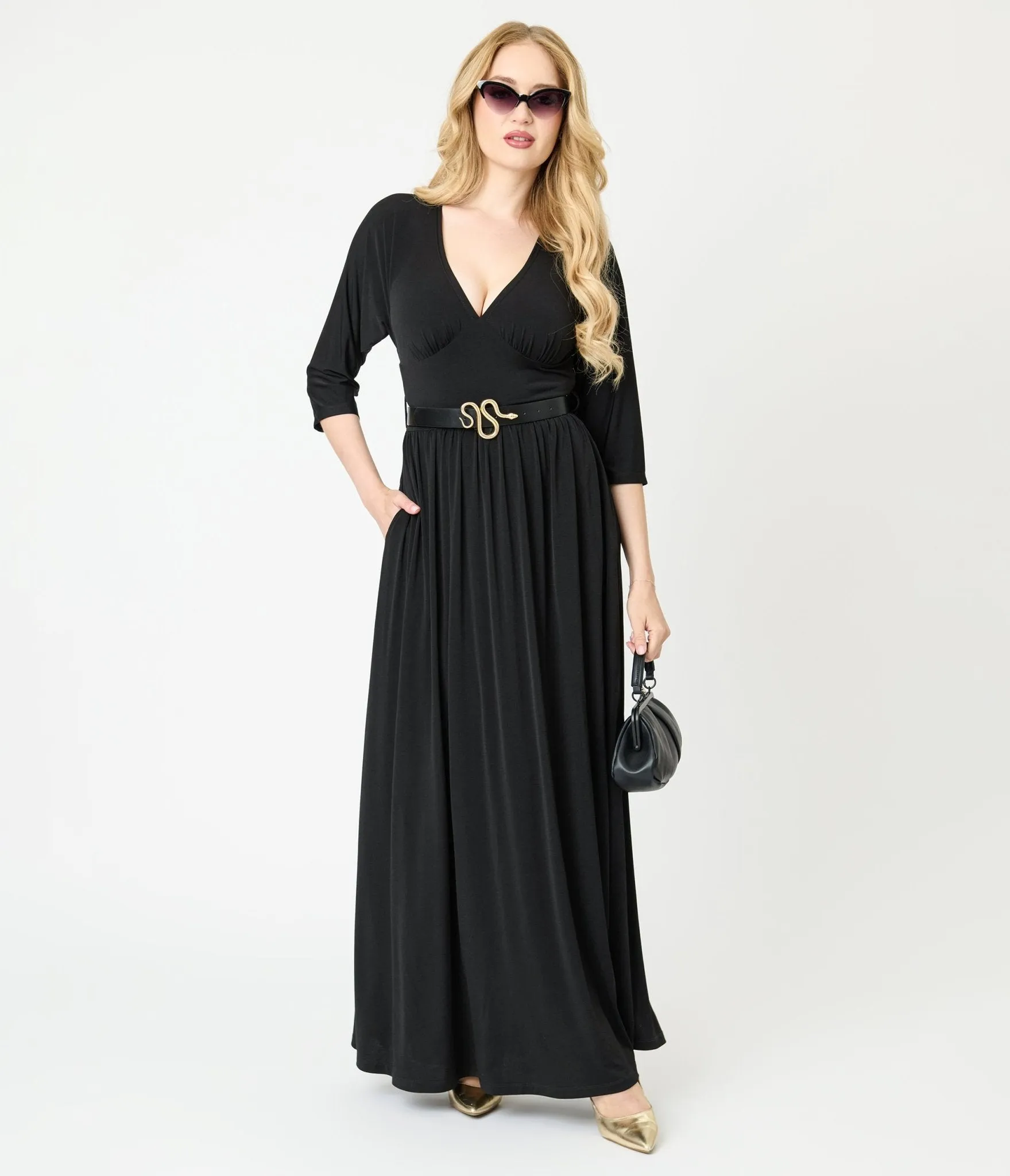 Unique Vintage Black Batwing Sleeve Maxi Dress sold by Unique Vintage product image thumbnail 3