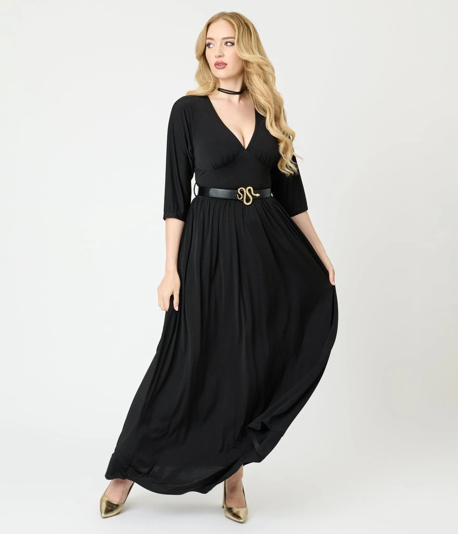 Unique Vintage Black Batwing Sleeve Maxi Dress sold by Unique Vintage product image thumbnail 4