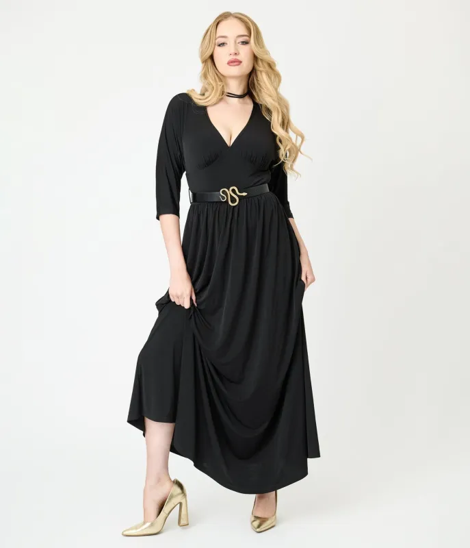 Unique Vintage Black Batwing Sleeve Maxi Dress sold by Unique Vintage