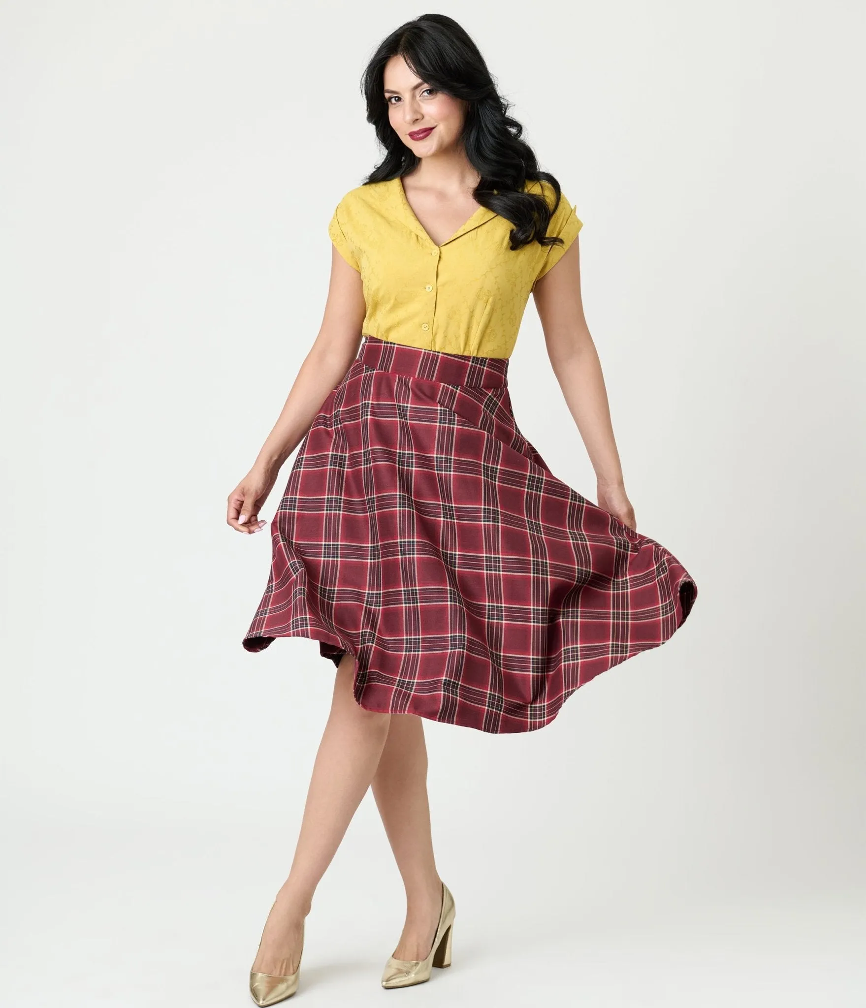 Unique Vintage Mustard Jacquard Sleeveless Blouse sold by Unique Vintage product image thumbnail 4