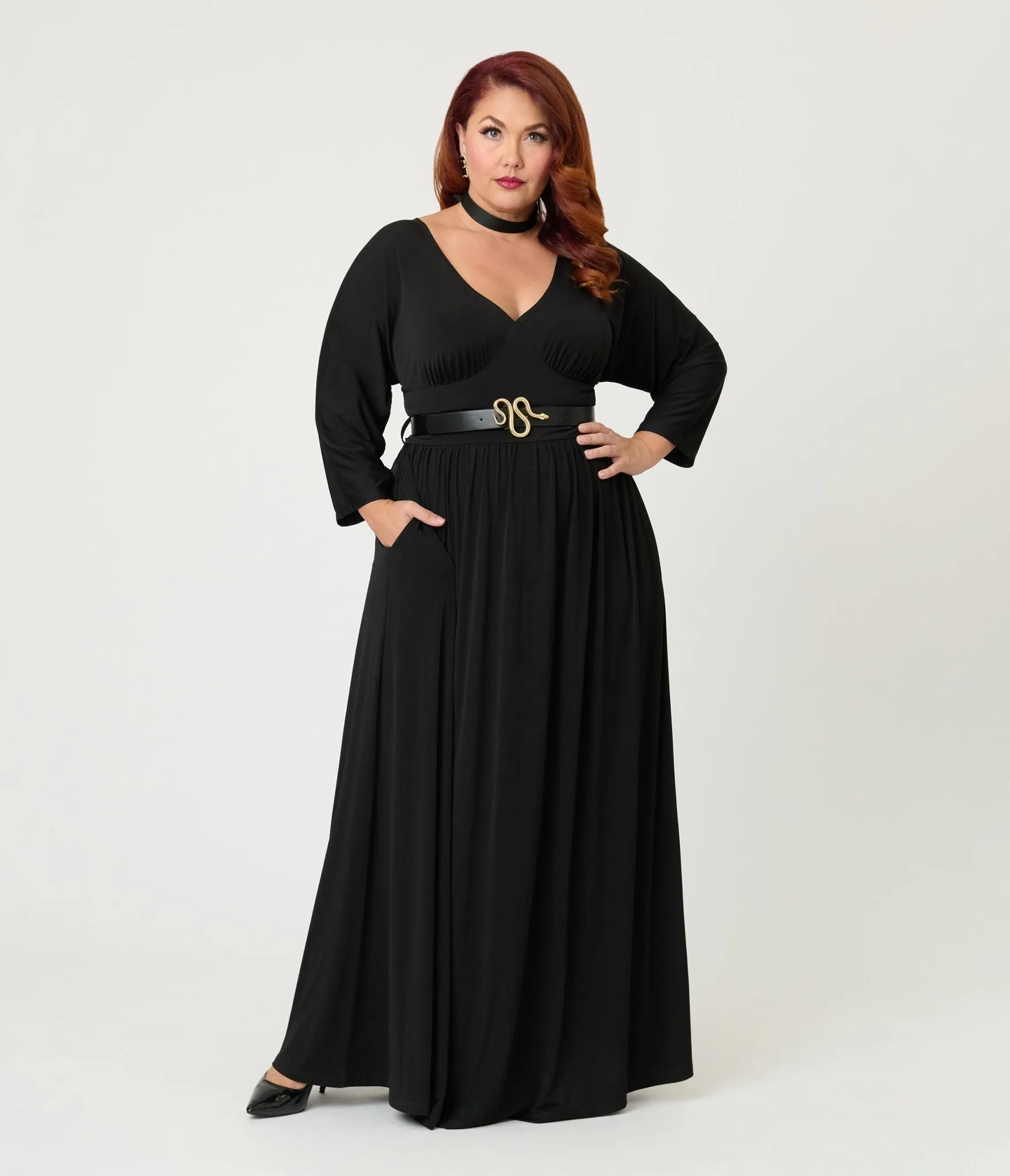 Unique Vintage Plus Size Black Batwing Sleeve Maxi Dress sold by Unique Vintage product image thumbnail 4