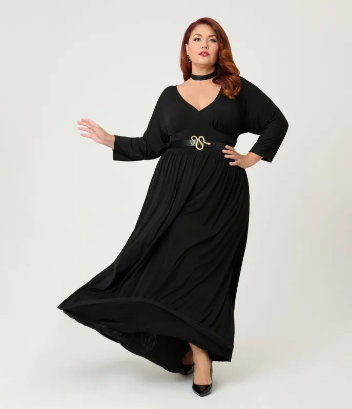 Unique Vintage Plus Size Black Batwing Sleeve Maxi Dress sold by Unique Vintage