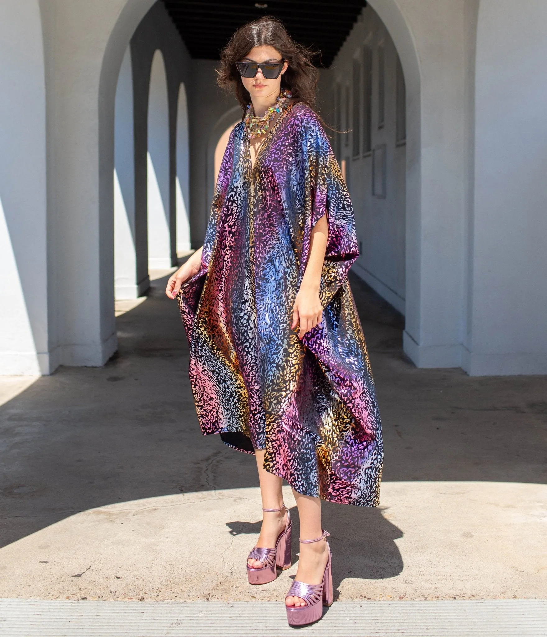 Jennafer Grace Rainbow Leopard Sequin Lucienne Caftan sold by Unique Vintage product image thumbnail 4