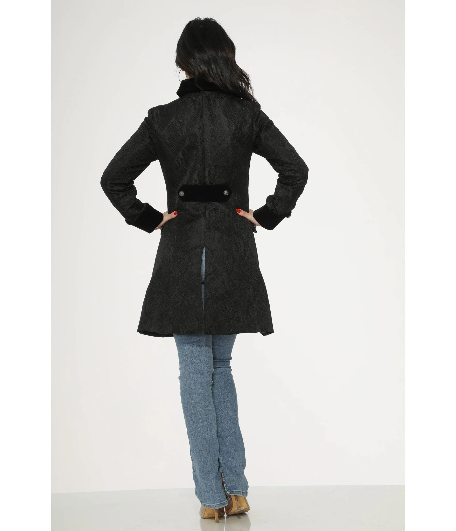 Black Brocade Pirate Coat sold by Unique Vintage product image thumbnail 2