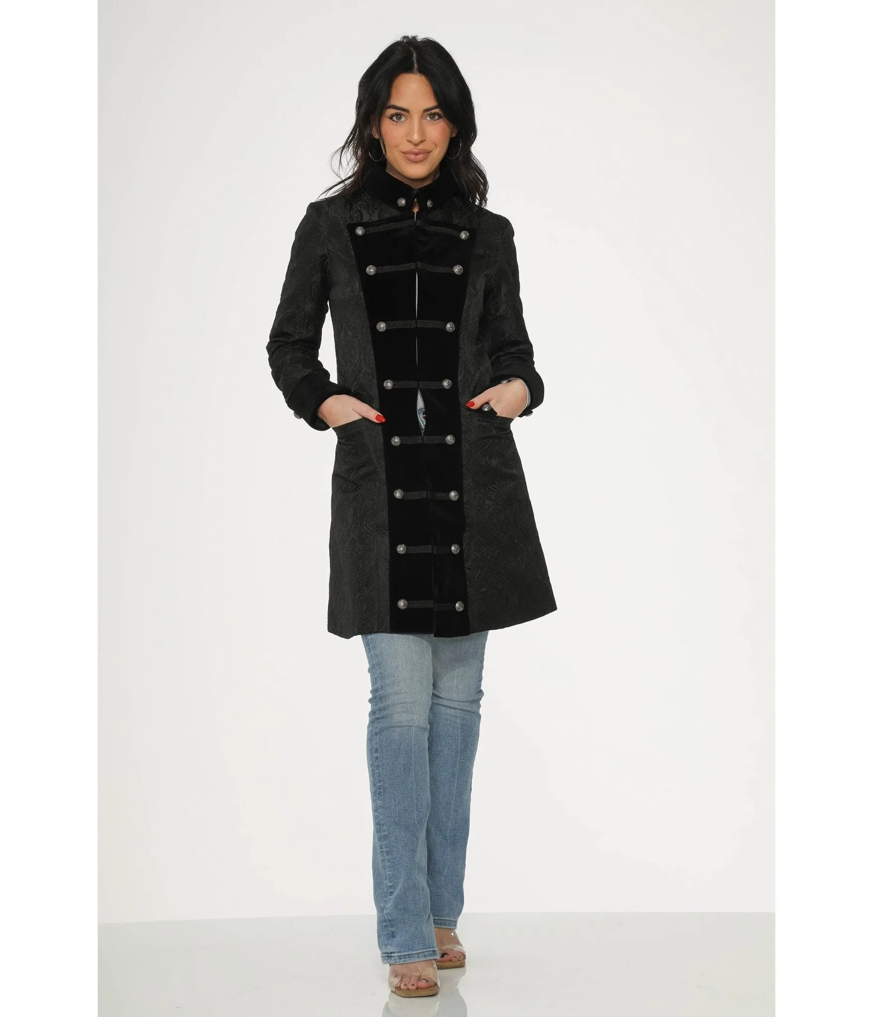 Black Brocade Pirate Coat sold by Unique Vintage product image thumbnail 4