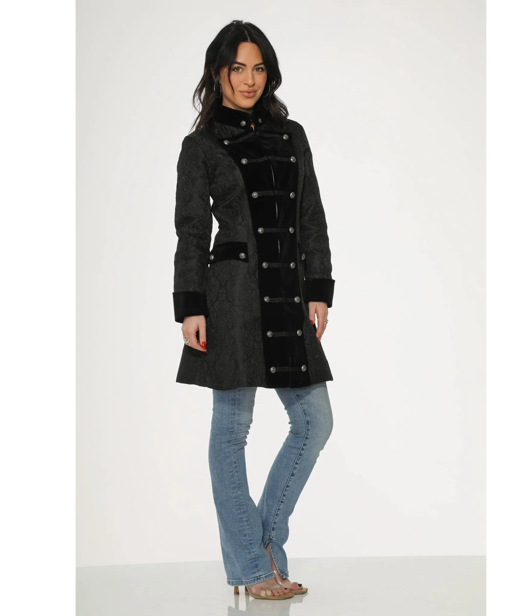 Black Brocade Pirate Coat sold by Unique Vintage product image thumbnail 3