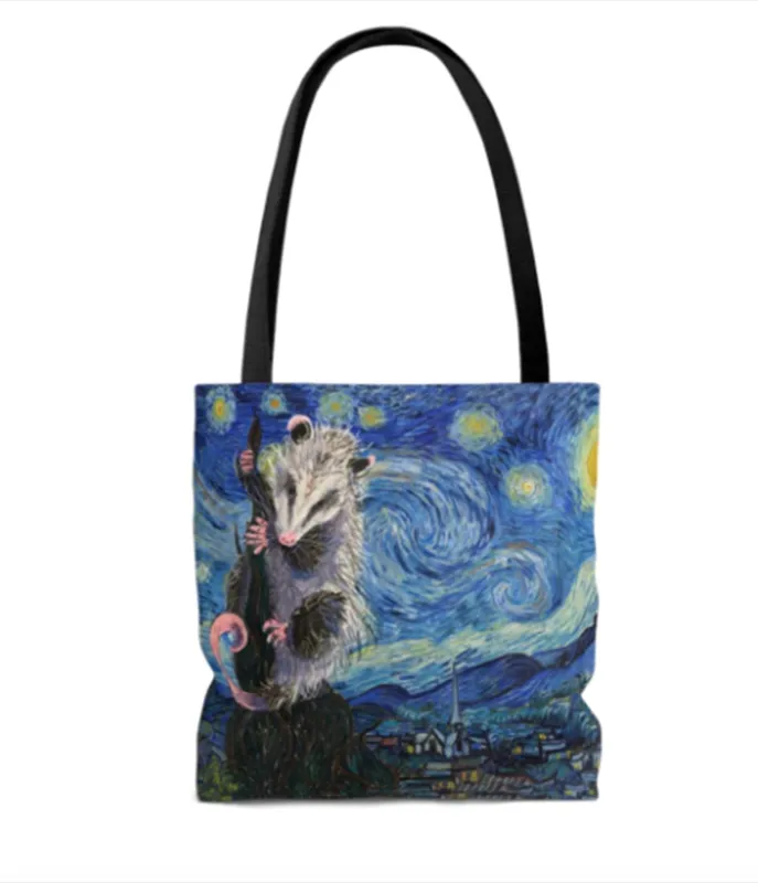 Starry Opossum Night Tote Bag sold by Unique Vintage