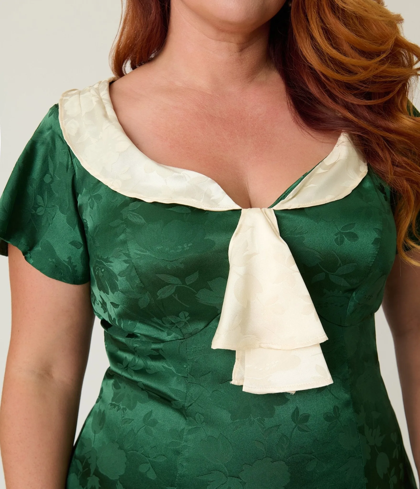Unique Vintage Plus Size Green Floral Jacquard Wilshire Flapper Dress sold by Unique Vintage product image thumbnail 5