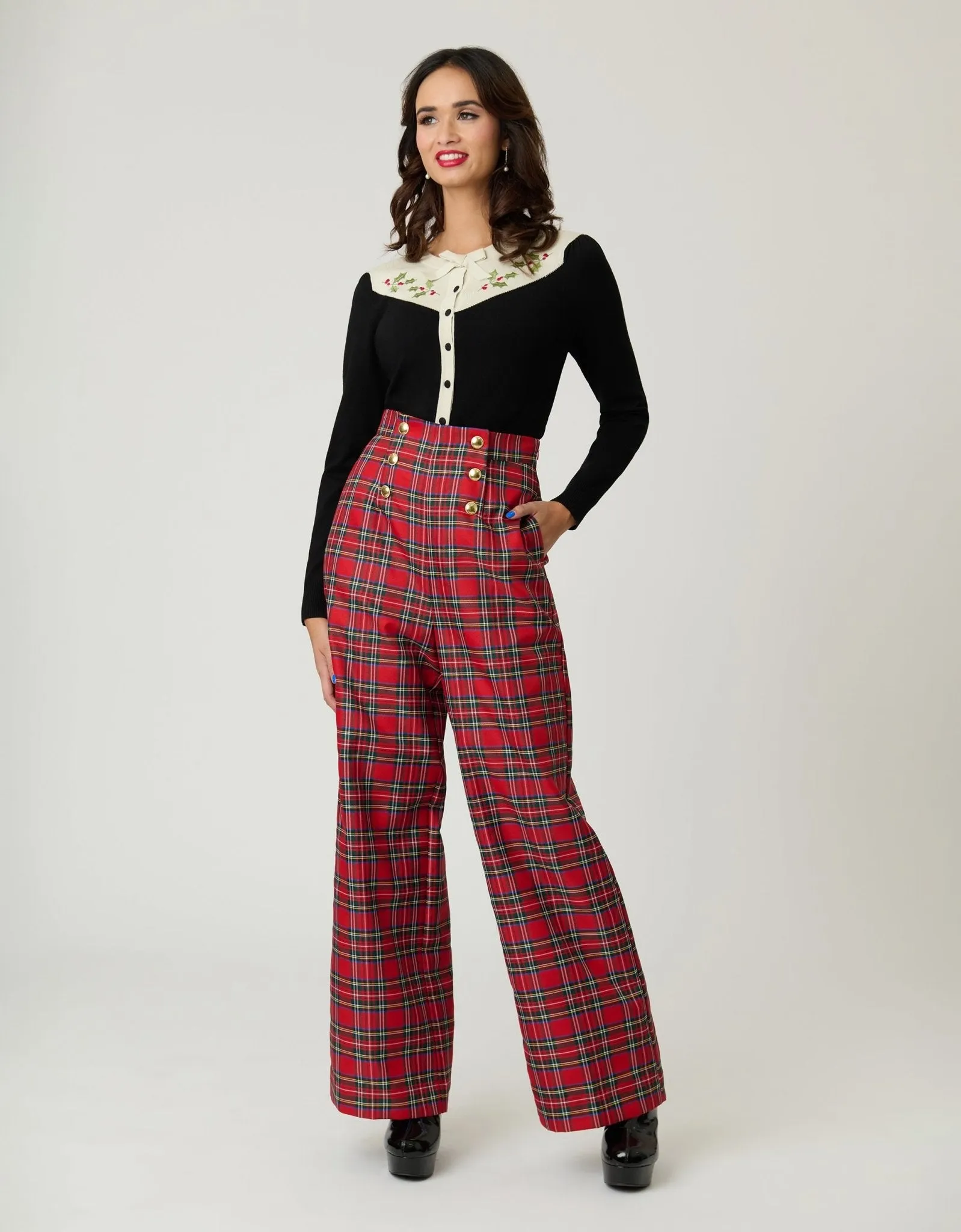 Smak Parlour Black & Ivory Holly Embroidered Cardigan sold by Unique Vintage product image thumbnail 4