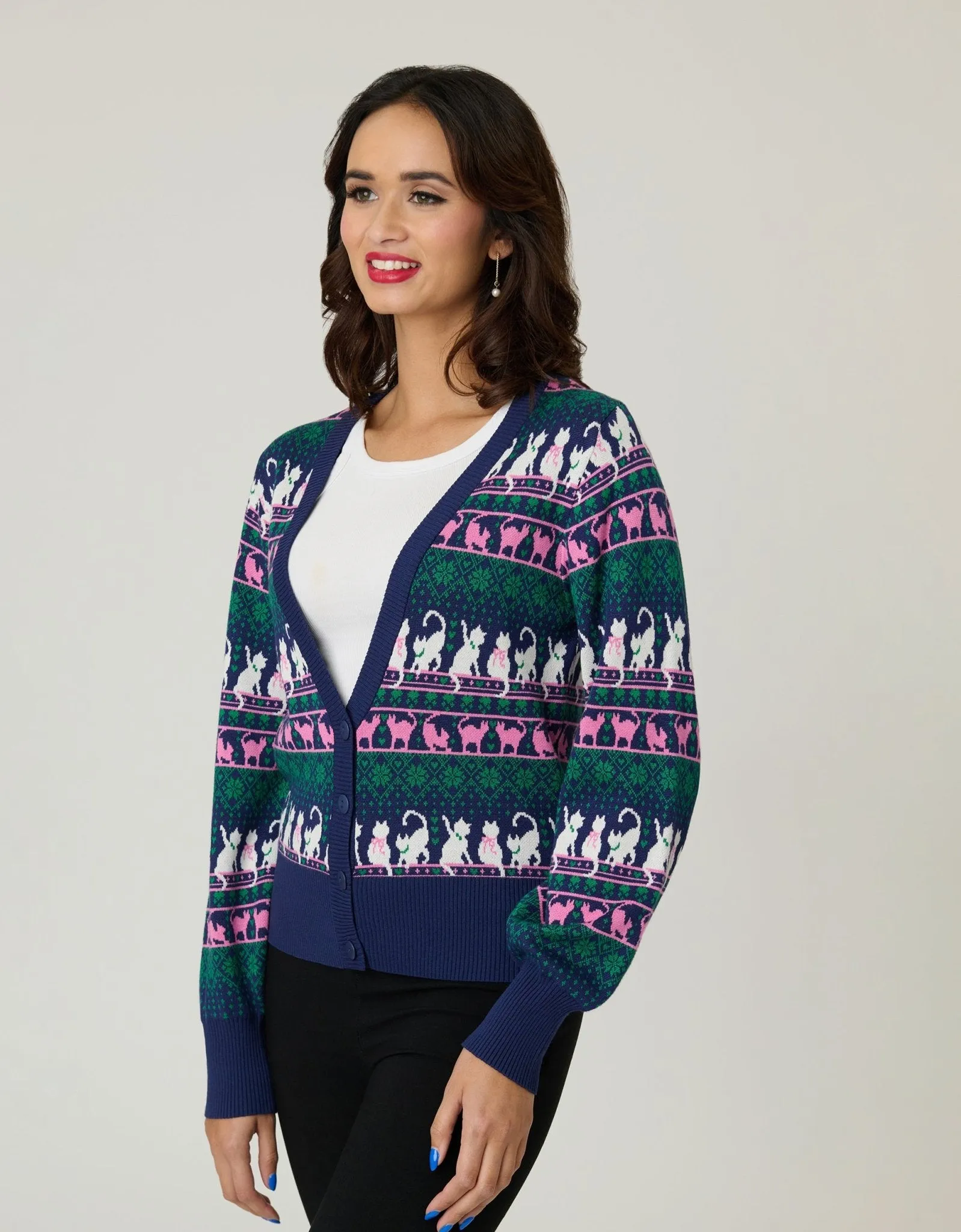 Unique Vintage Snowflake & Cats Cardigan sold by Unique Vintage product image thumbnail 3