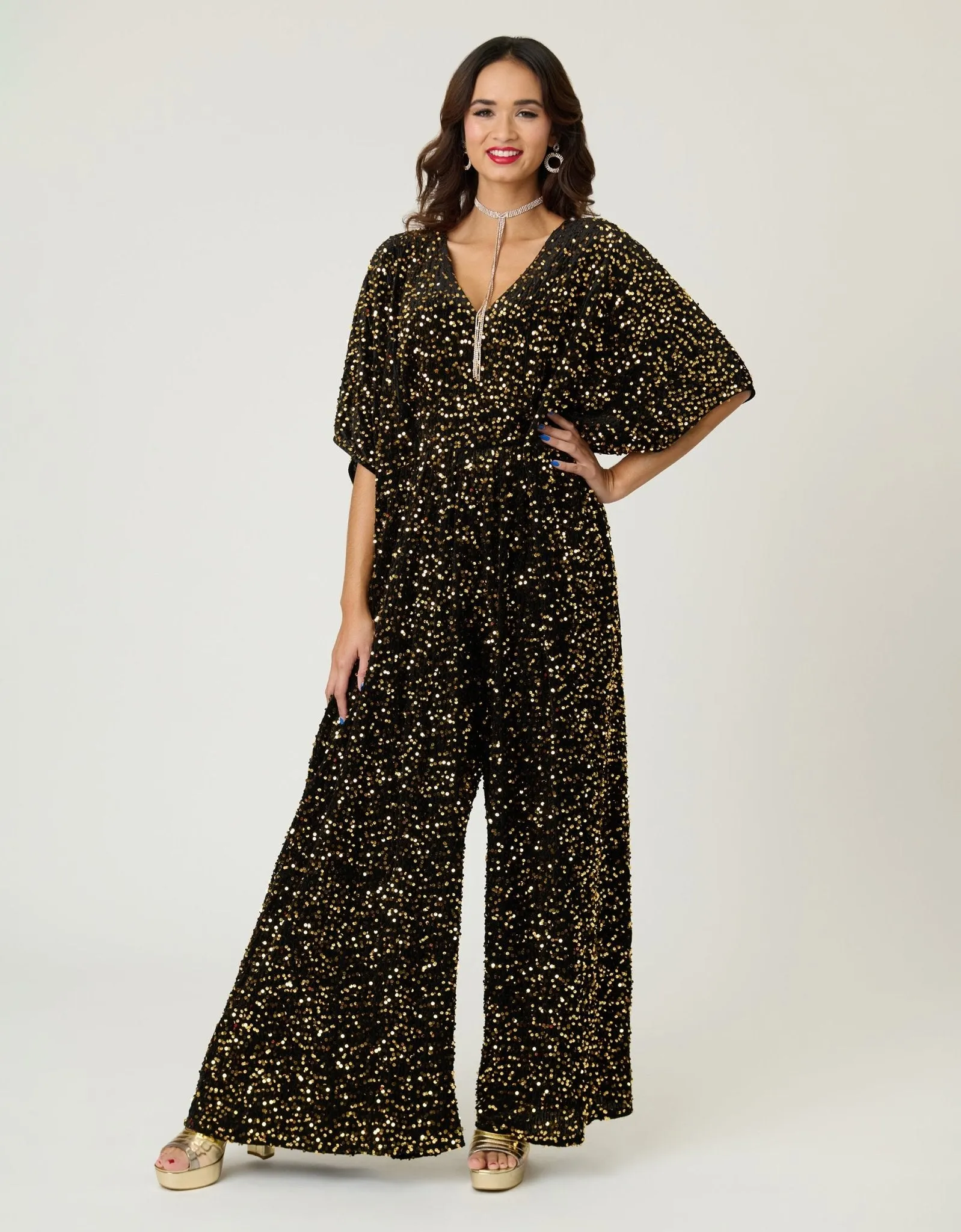 Unique Vintage Black & Gold Sequin Caftan Jumpsuit sold by Unique Vintage product image thumbnail 3