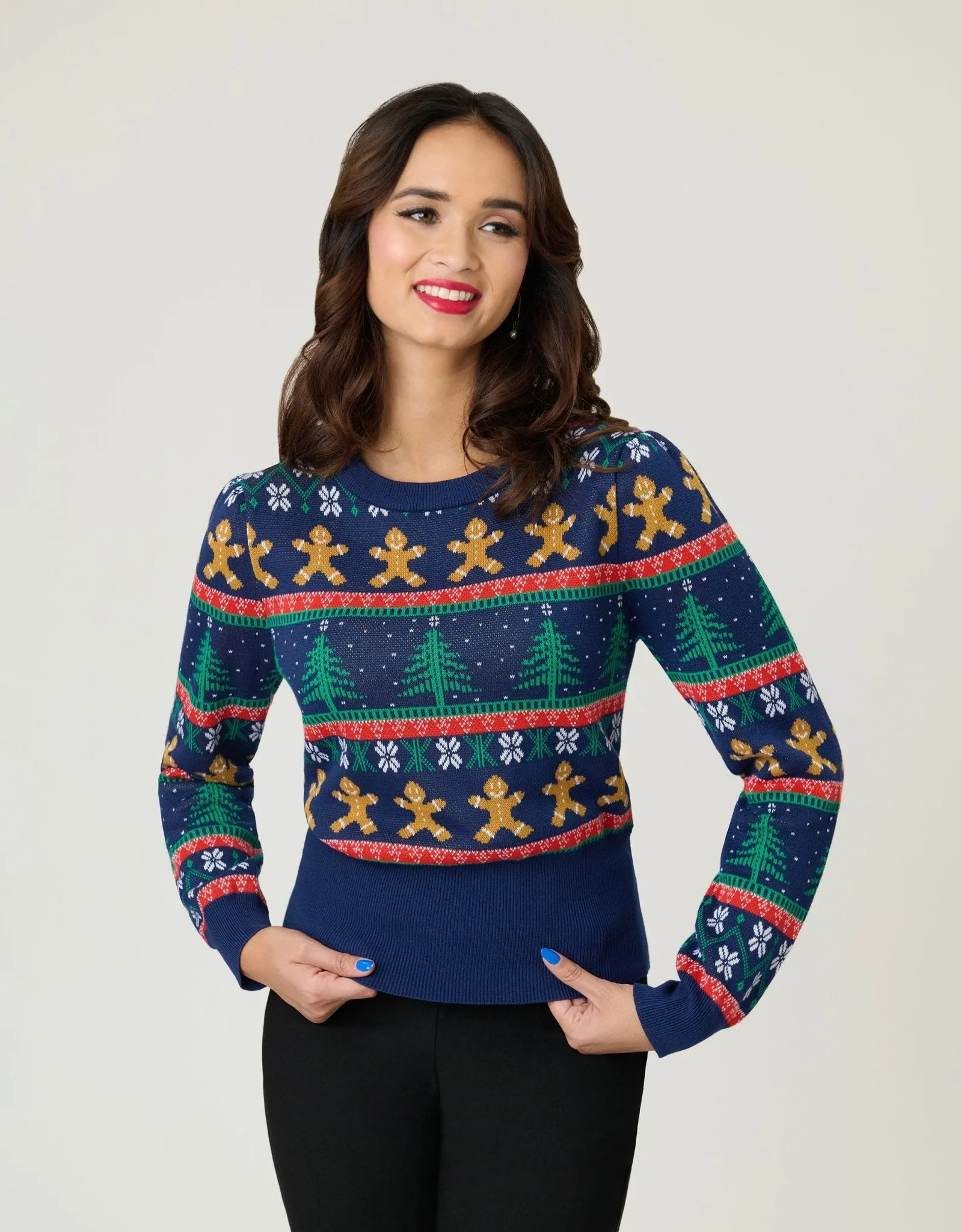 Unique Vintage Navy & Gingerbread Men Fair Isle Sweater sold by Unique Vintage
