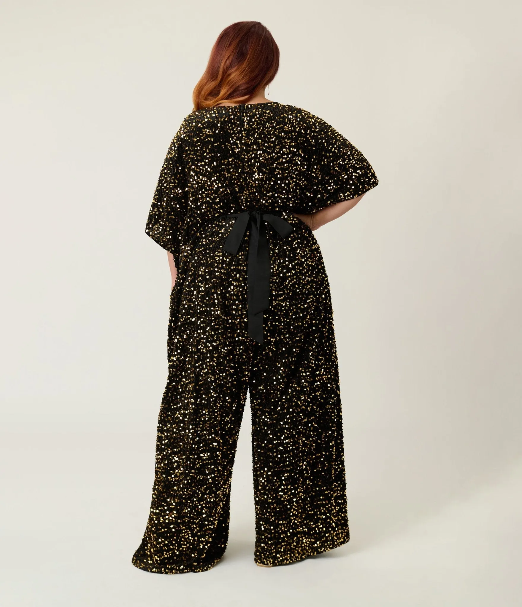 Unique Vintage Plus Size Black & Gold Sequin Caftan Jumpsuit sold by Unique Vintage product image thumbnail 2