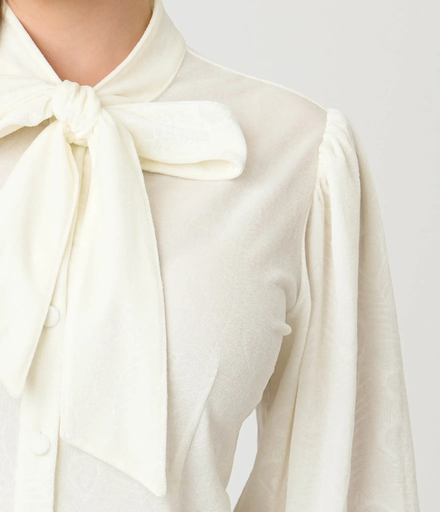 Unique Vintage Ivory Peacock Feather Embossed Gwen Blouse sold by Unique Vintage product image thumbnail 5