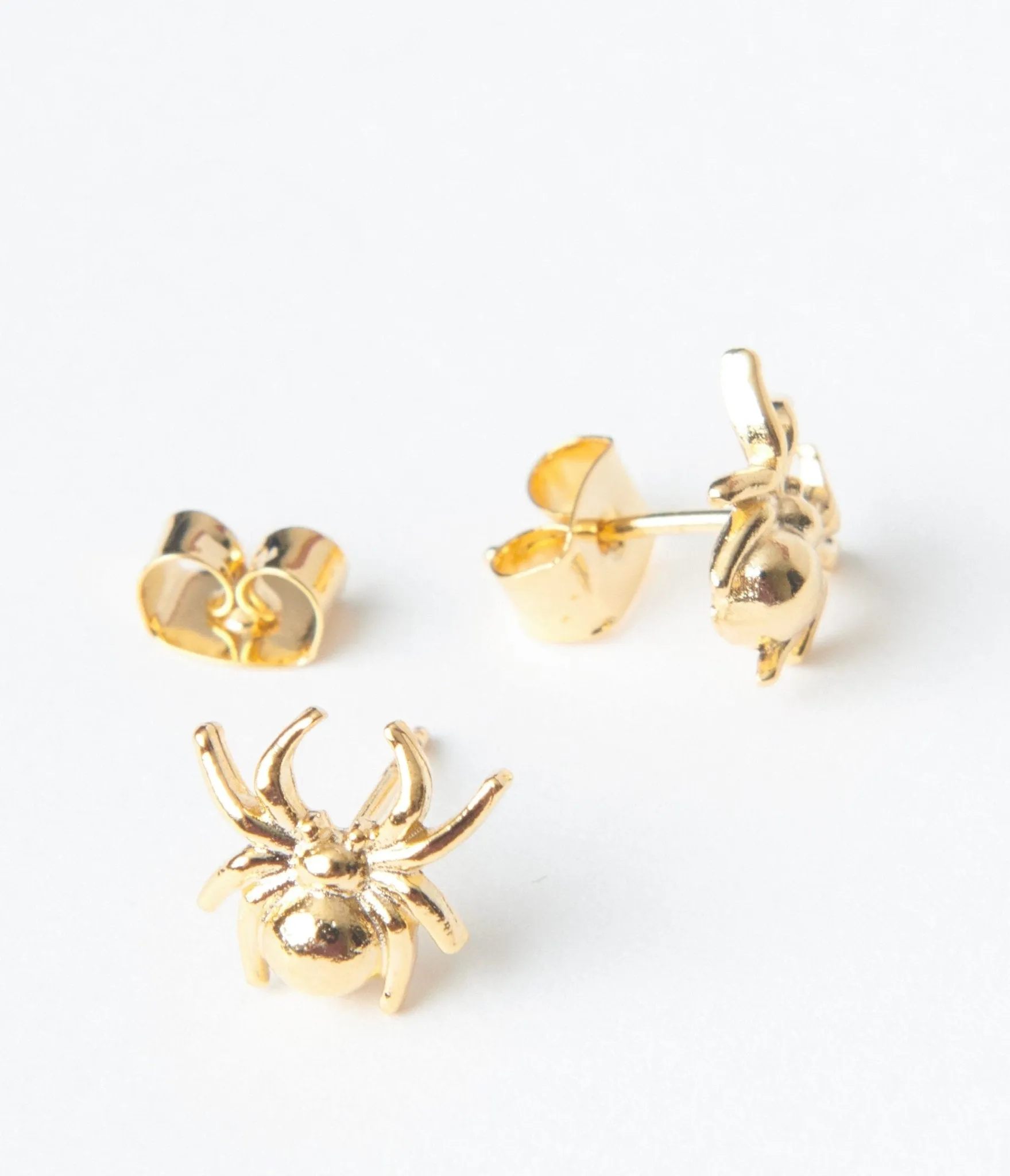 Mini Gold Spider Stud Earrings sold by Unique Vintage product image thumbnail 2