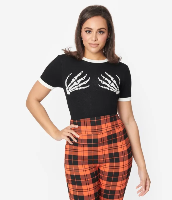 Unique Vintage Black & White Skeleton Hand Sweater sold by Unique Vintage