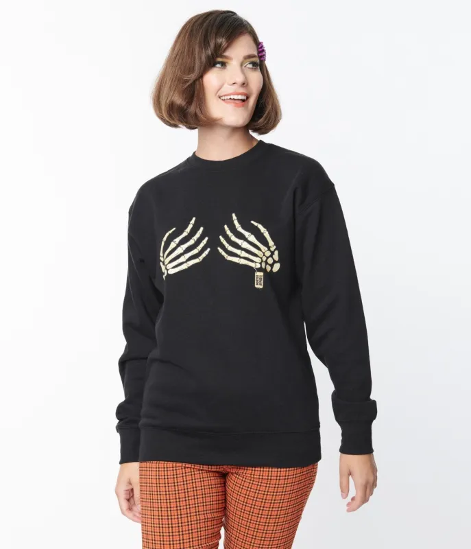 Black Skeleton Hands Sweatshirt sold by Unique Vintage