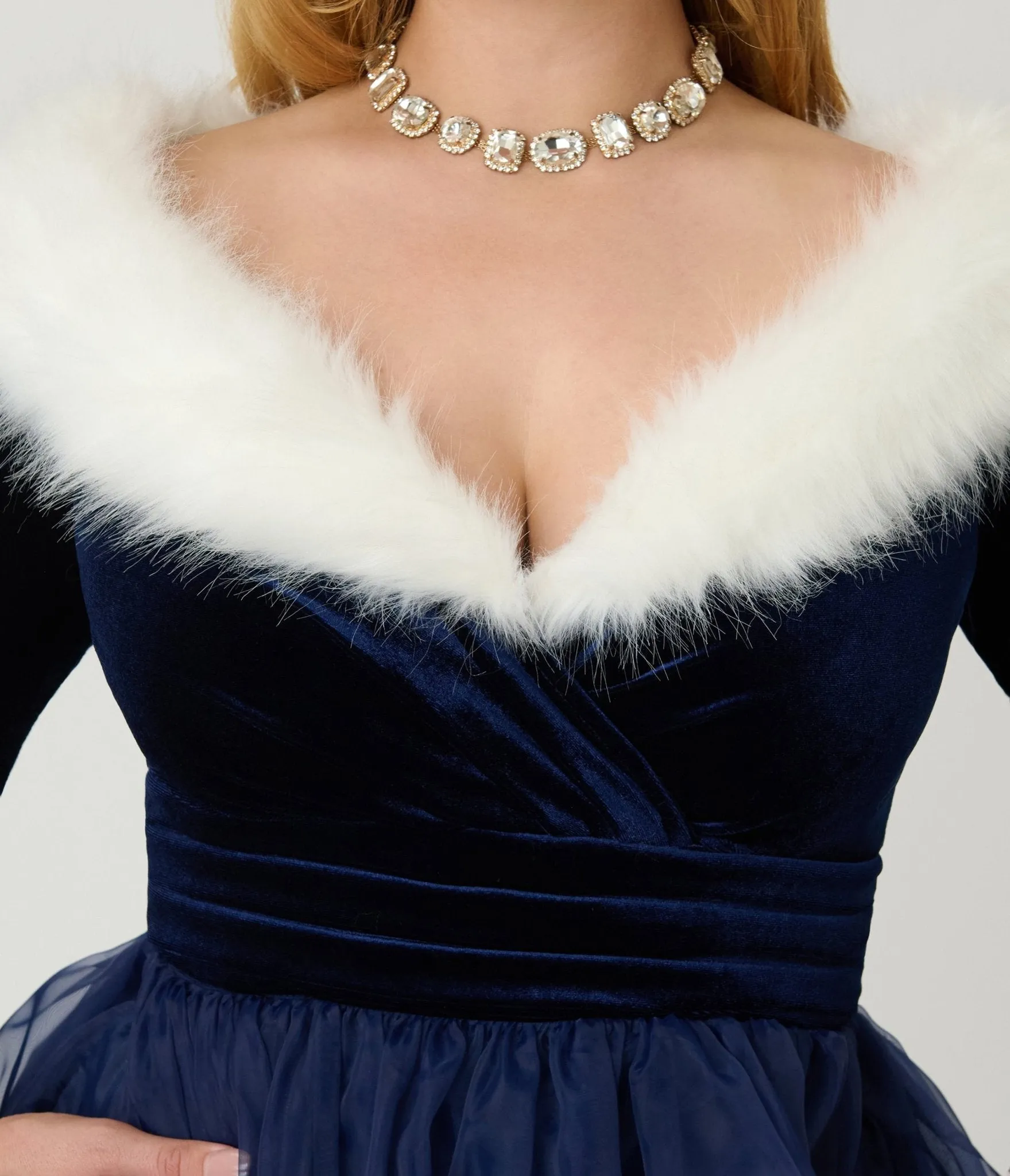 Disney's Frozen Collection by Unique Vintage Blue Velvet & Glitter Snow Marceline Swing Dress sold by Unique Vintage product image thumbnail 5