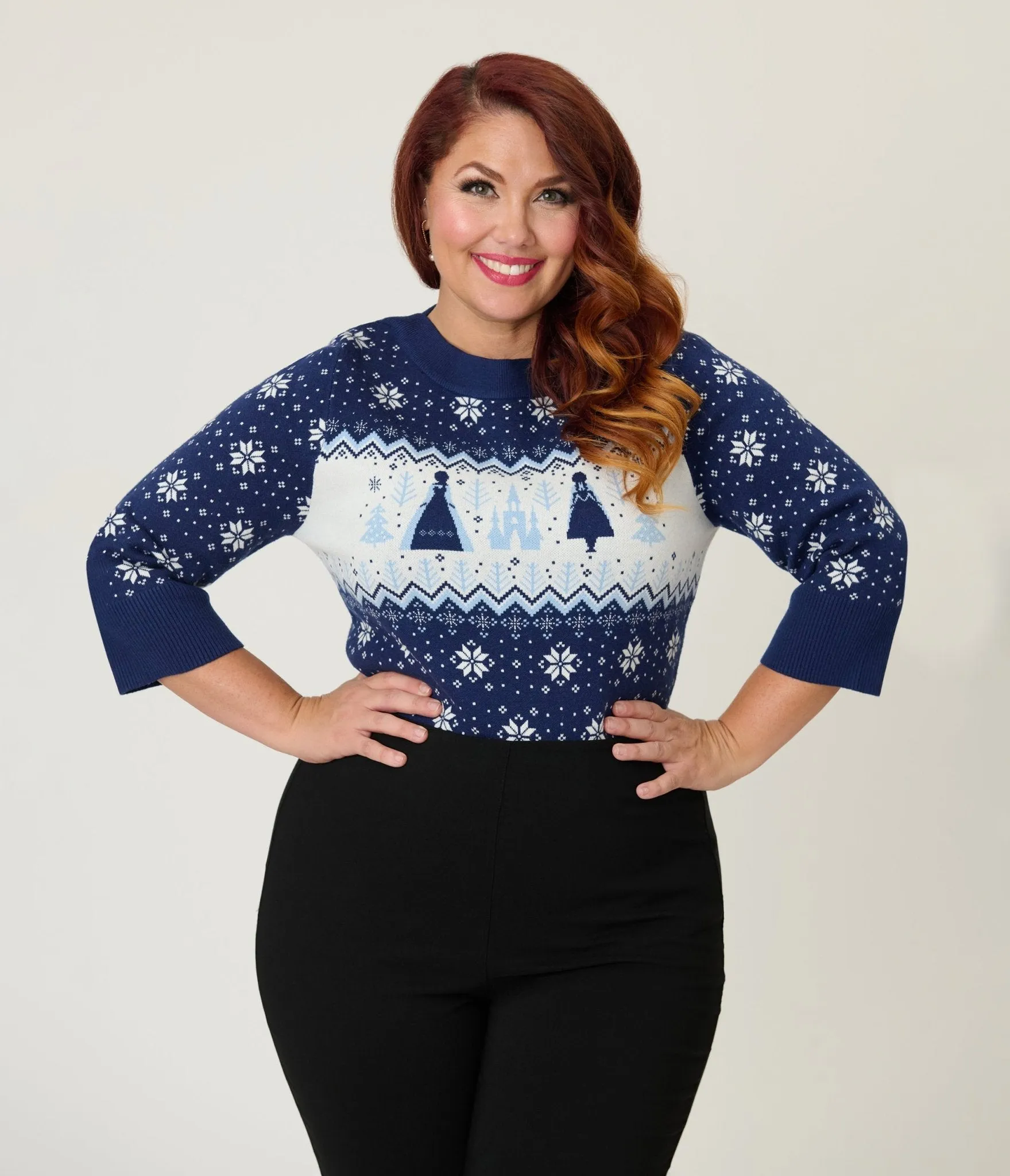 Disney's Frozen Collection by Unique Vintage Plus Size Elsa & Anna Fair Isle Minou Sweater sold by Unique Vintage