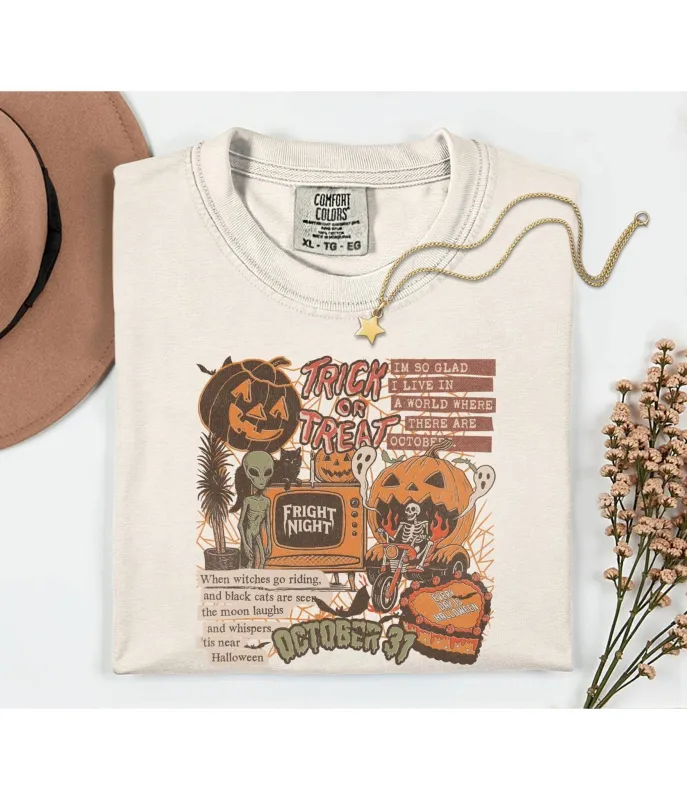 Halloween Trick-or-Treat Unisex Graphic Tee sold by Unique Vintage