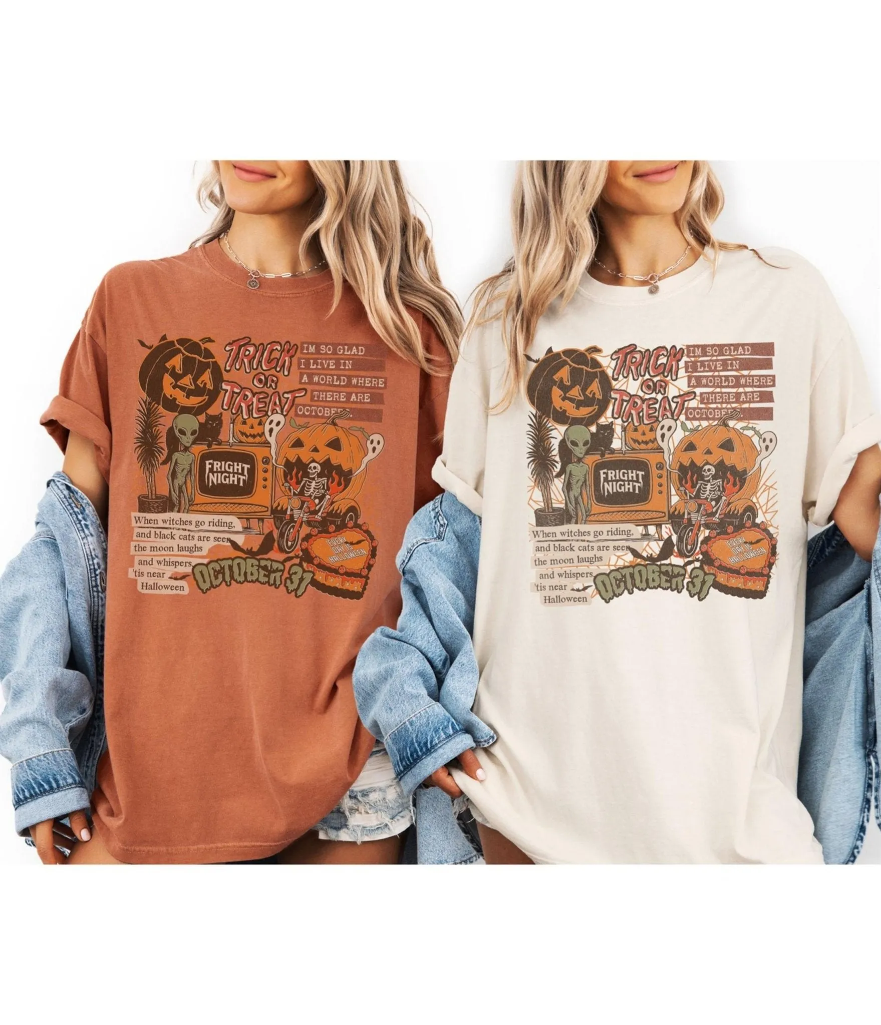Halloween Trick-or-Treat Unisex Graphic Tee sold by Unique Vintage product image thumbnail 2