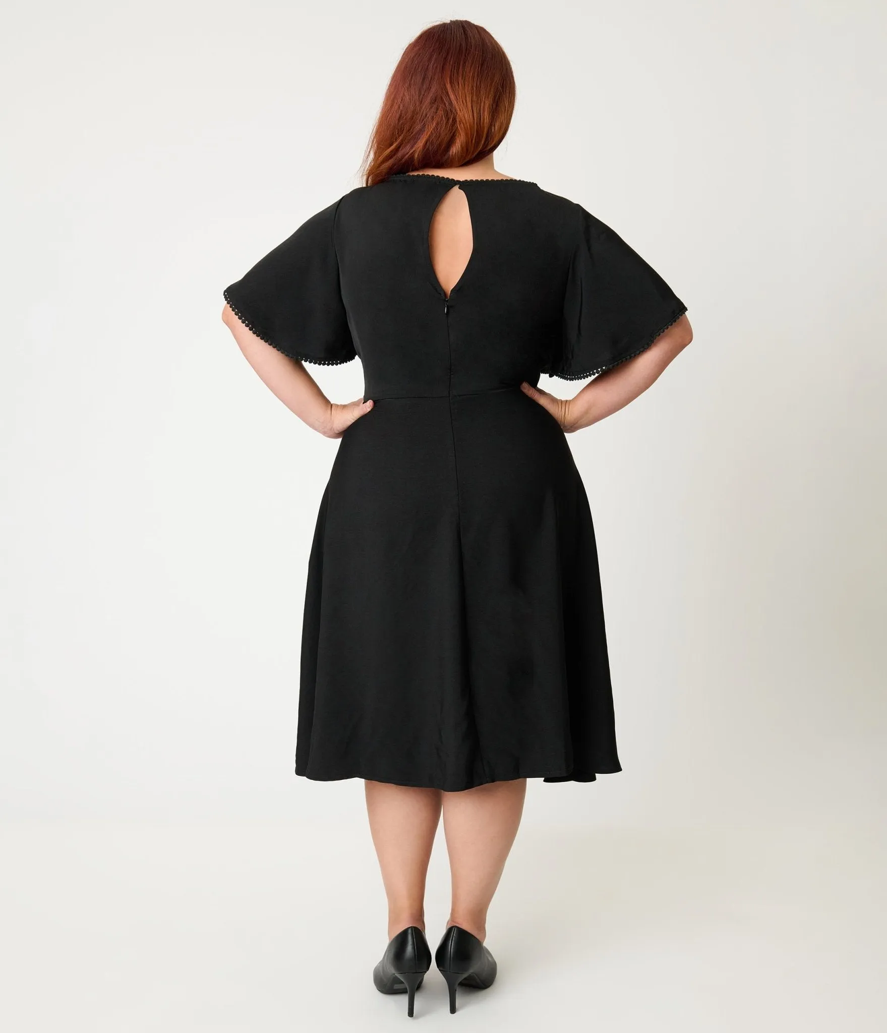 Unique Vintage Plus Size Black Floral Mesh Cutout Swing Dress sold by Unique Vintage product image thumbnail 2