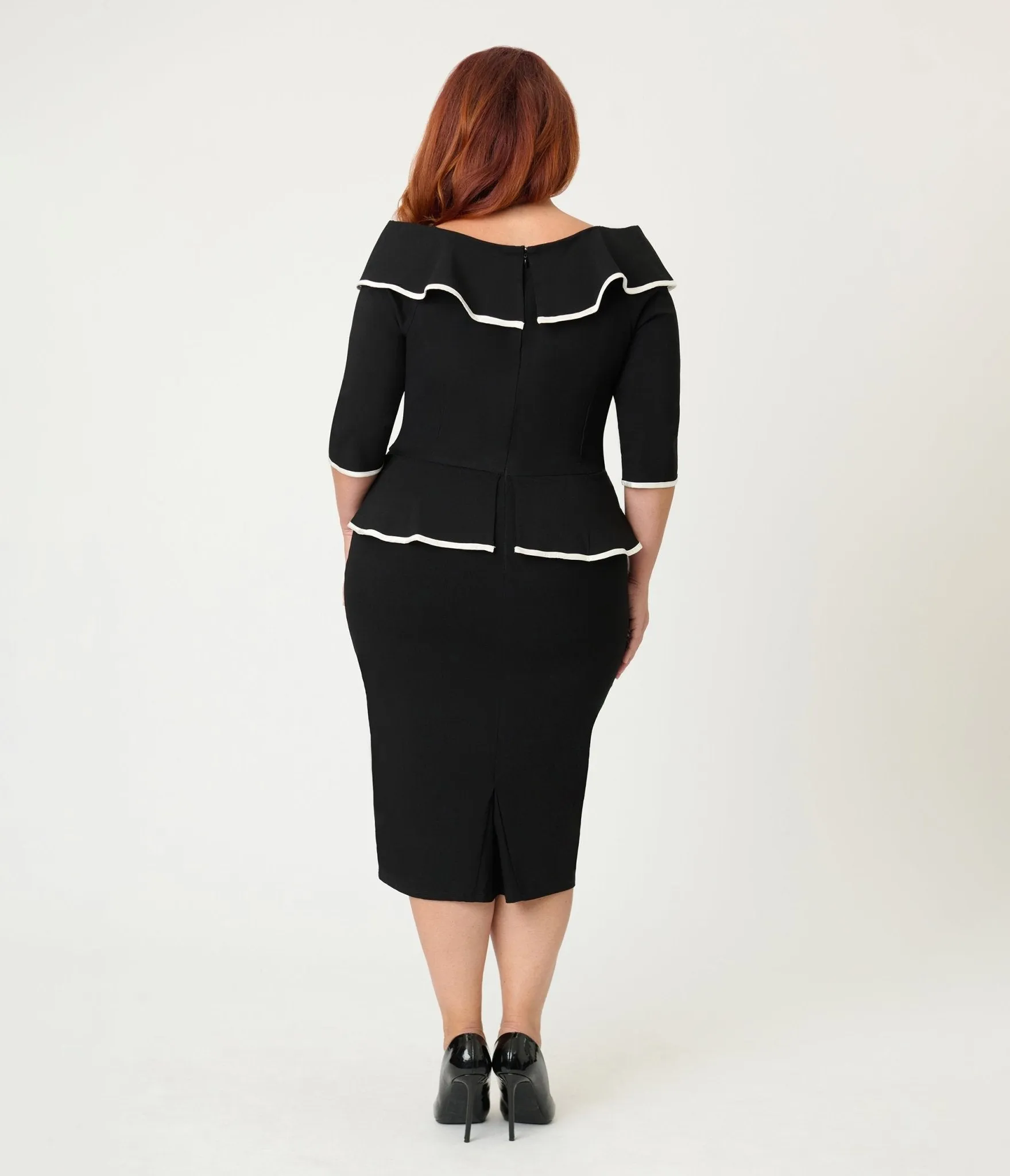 Unique Vintage Plus Size Black Peplum Suit Pencil Dress sold by Unique Vintage product image thumbnail 2