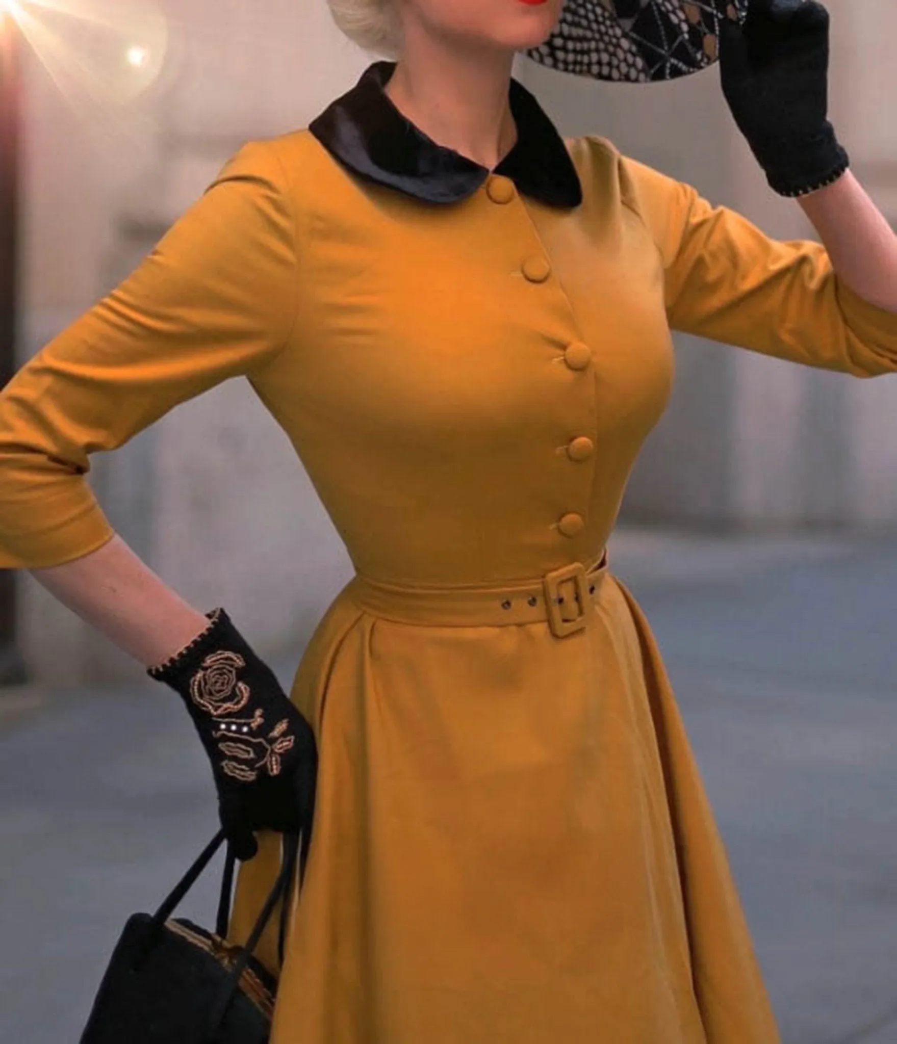 Heart My Closet Mustard Stella Swing Dress sold by Unique Vintage product image thumbnail 3