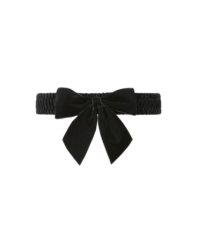 Banned Black Velvet Bow Cinch Belt sold by Unique Vintage