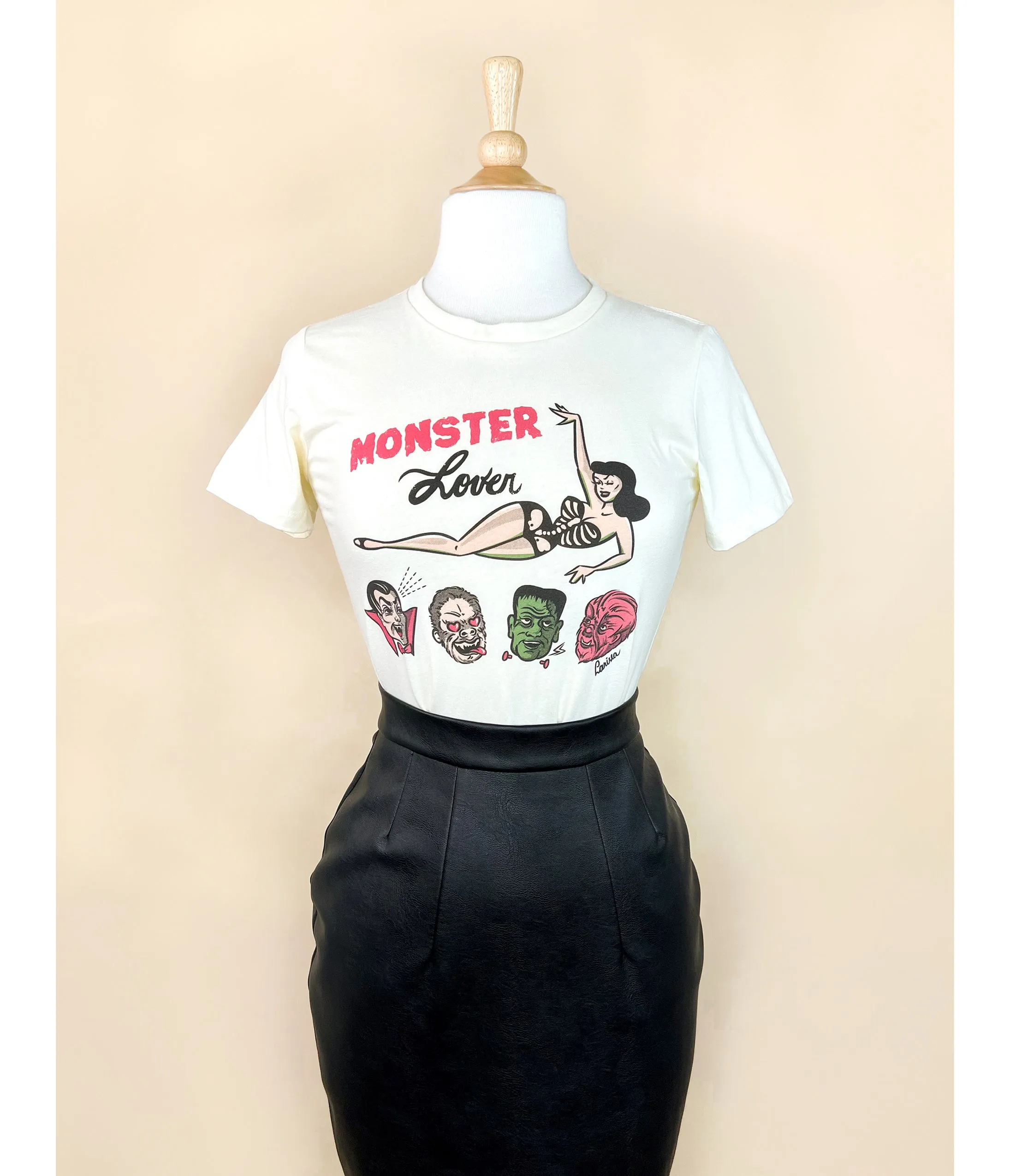 Monster Lover Fitted Graphic Tee sold by Unique Vintage product image thumbnail 2