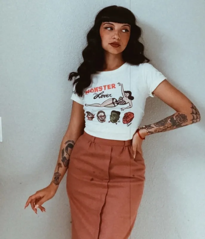 Monster Lover Fitted Graphic Tee sold by Unique Vintage