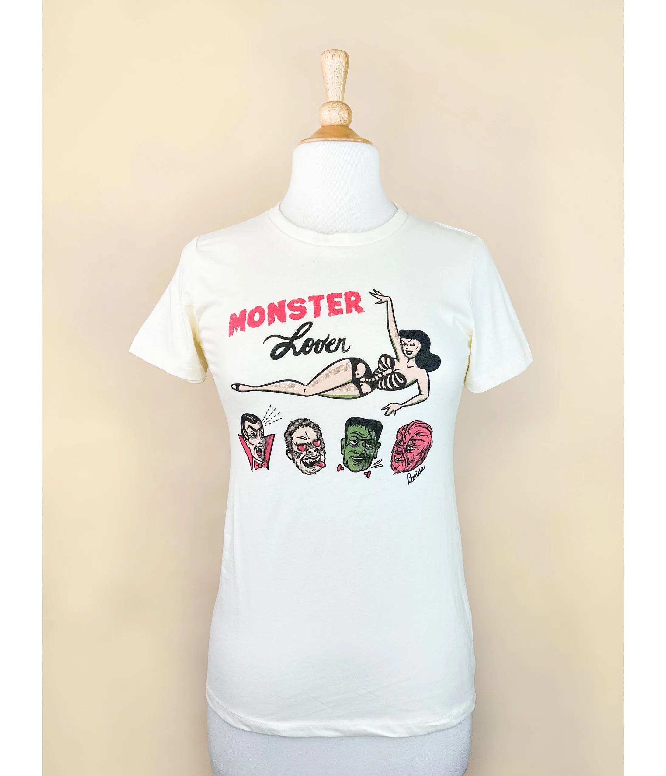 Monster Lover Fitted Graphic Tee sold by Unique Vintage product image thumbnail 3