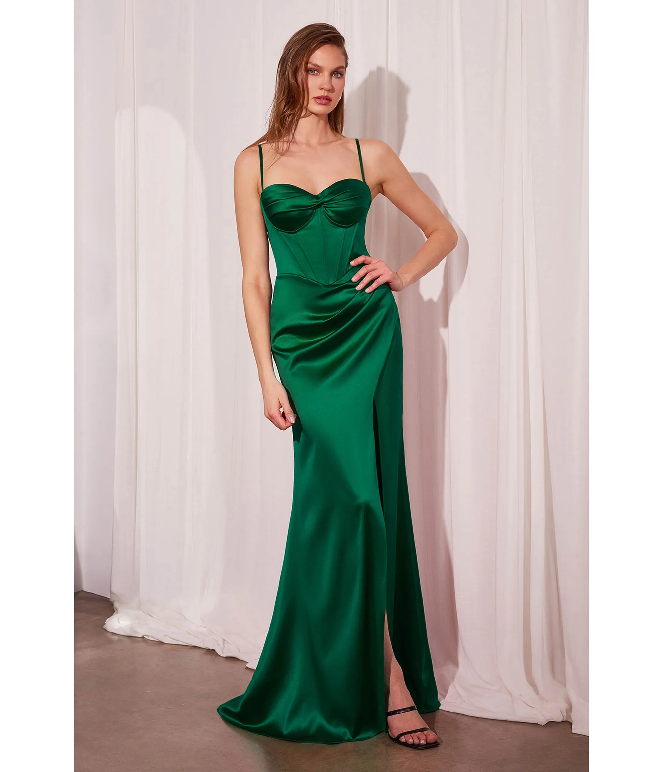 Emerald Green Corseted Floor Length Gown sold by Unique Vintage