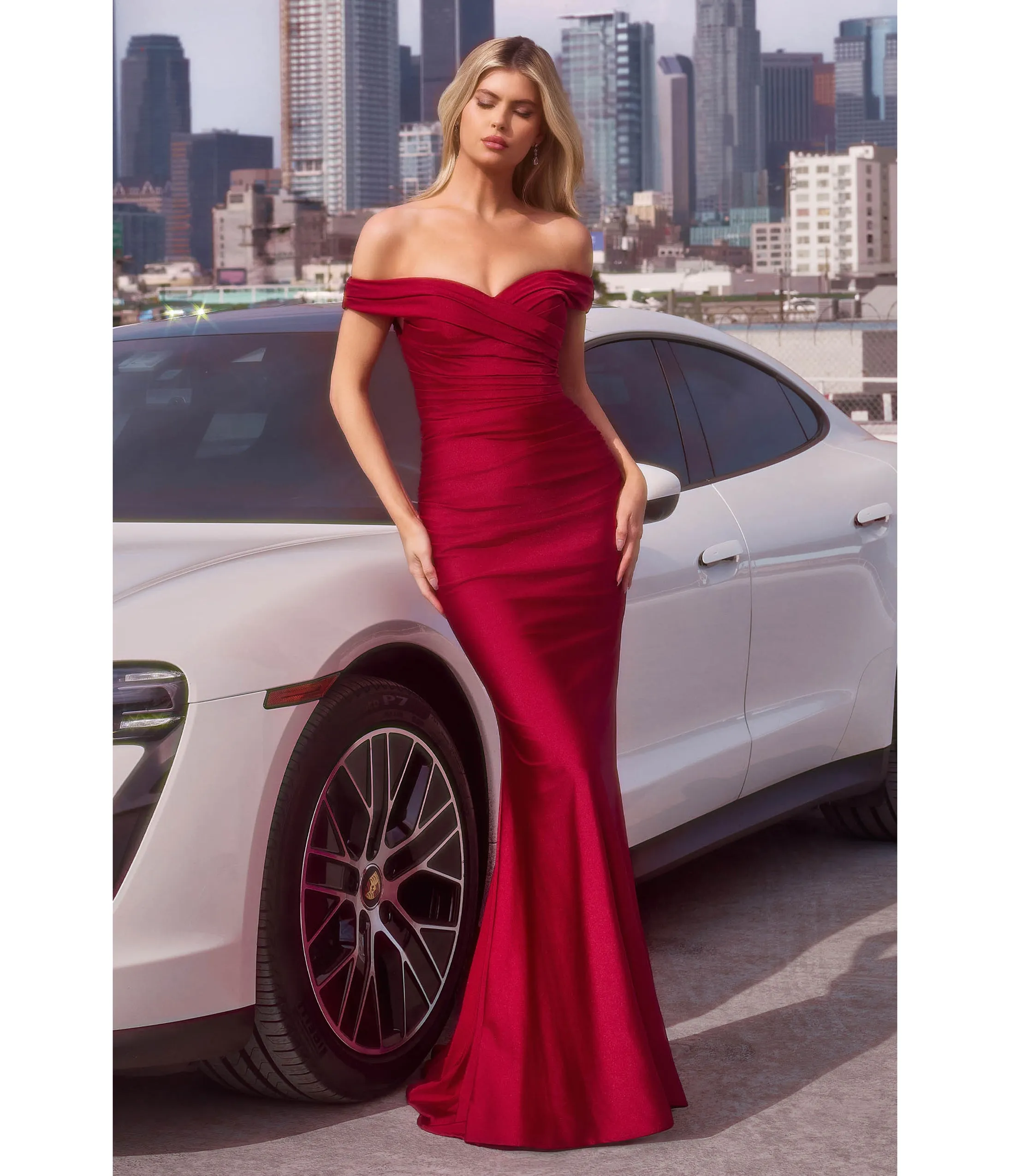 Burgundy Off Shoulder Formal Gown sold by Unique Vintage