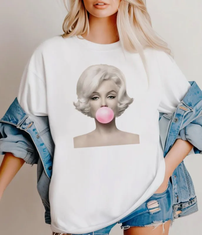 Marilyn Bubblegum Unisex Graphic Tee sold by Unique Vintage