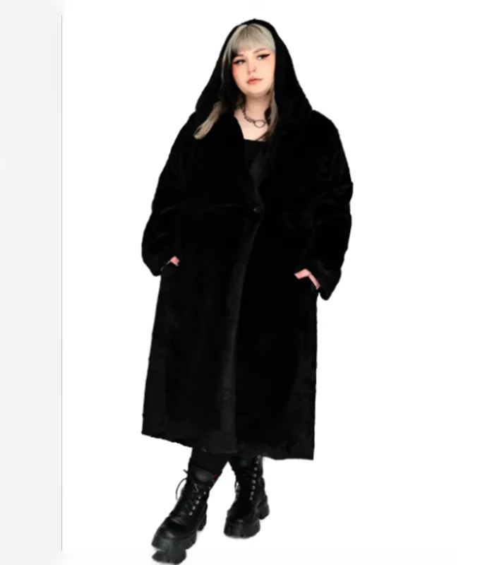 Foxblood Plus Size Black Faux Fur Thora Coat sold by Unique Vintage