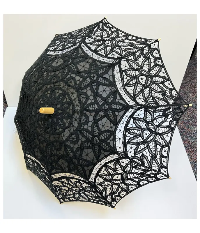 Black Battenburg Parasol sold by Unique Vintage