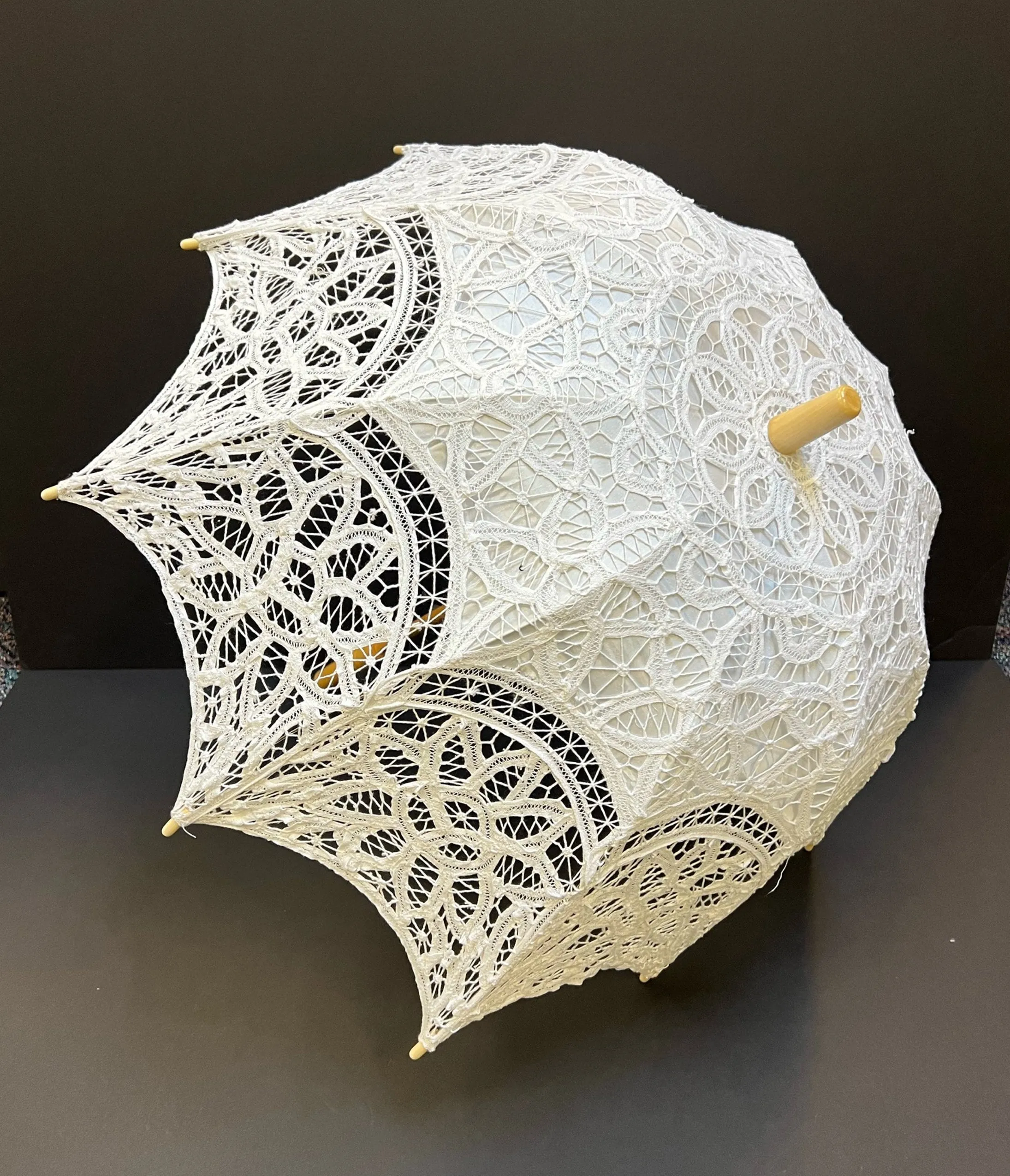 White Battenburg Parasol sold by Unique Vintage product image thumbnail 2