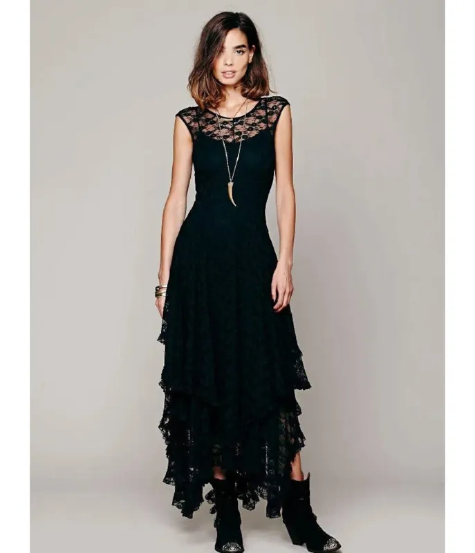 Black Sheer Lace Stevie Dress sold by Unique Vintage
