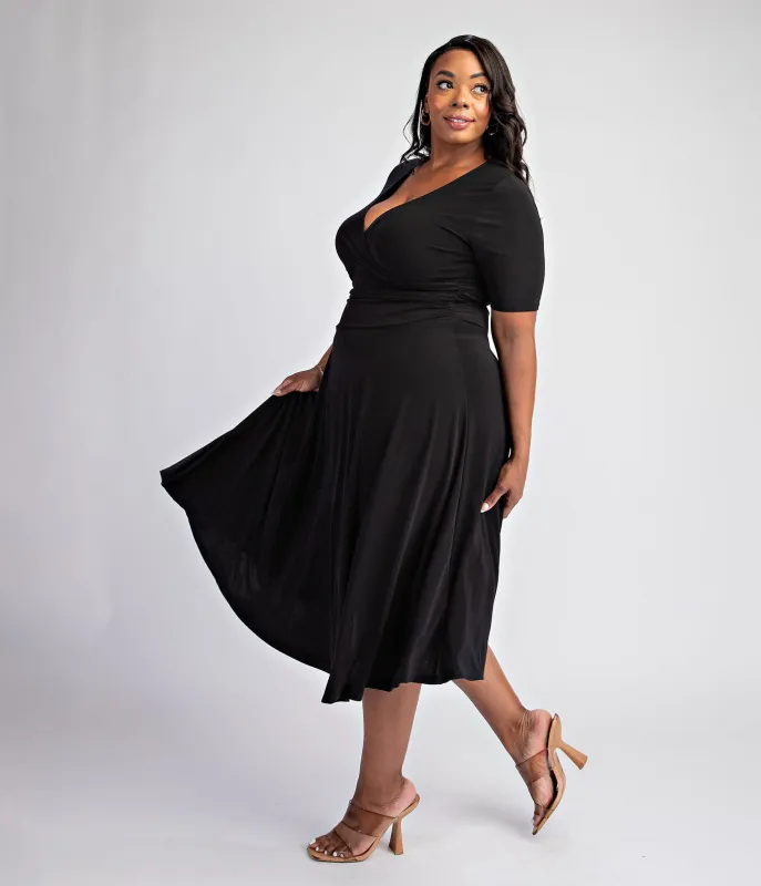 Plus Size Black Knit Midi Dress sold by Unique Vintage