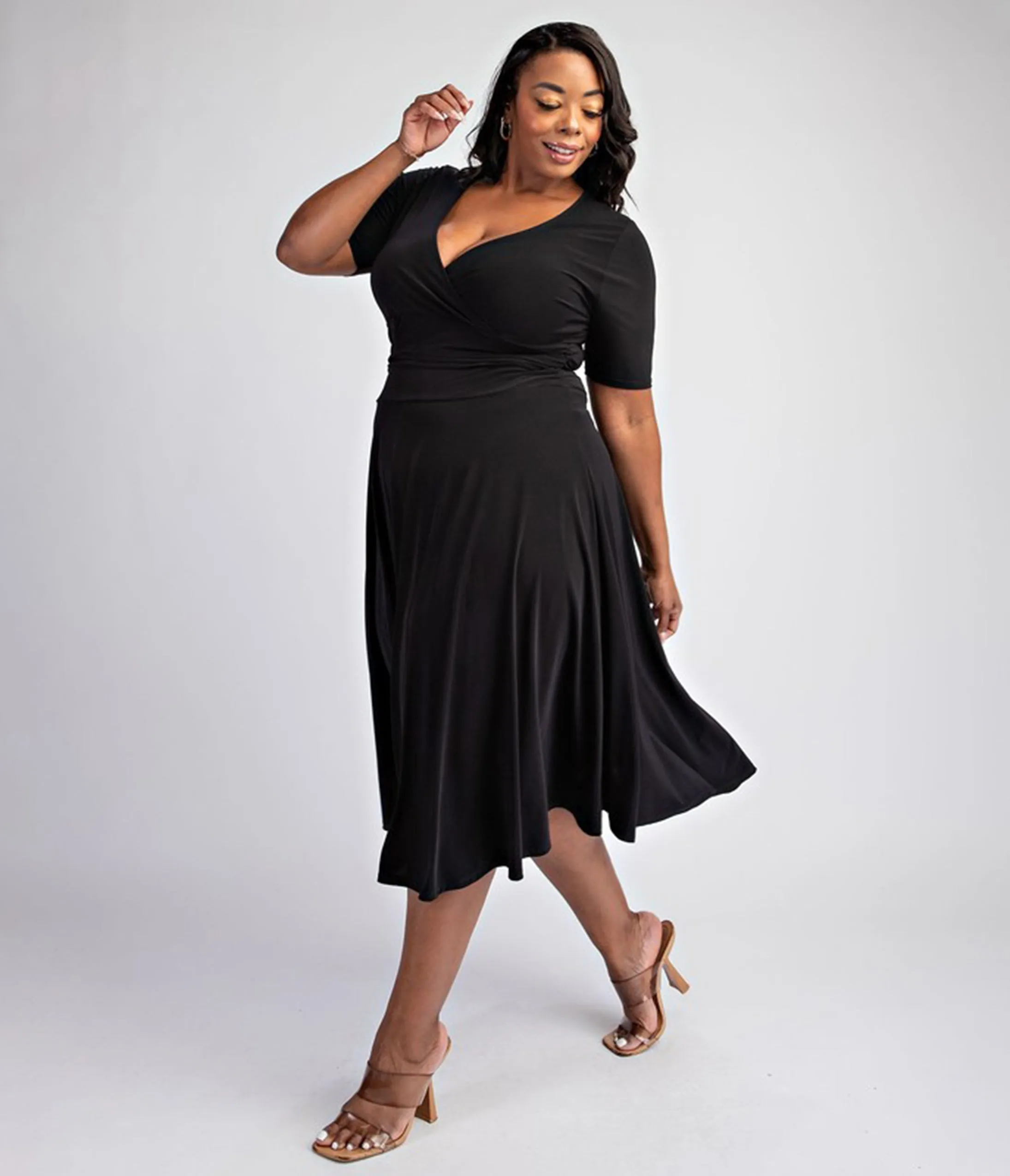 Plus Size Black Knit Midi Dress sold by Unique Vintage product image thumbnail 4