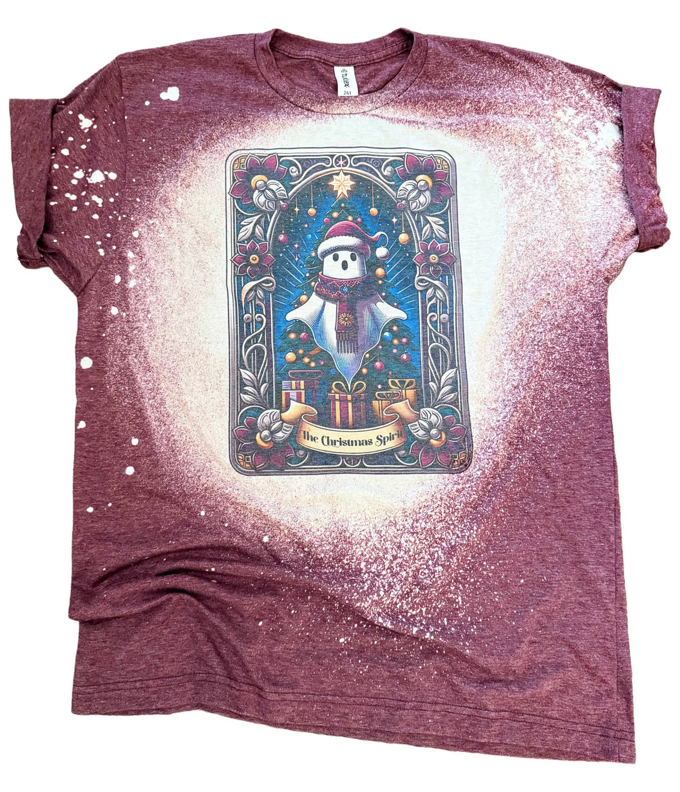 The Christmas Spirit Tarot Card Bleached Unisex Graphic Tee sold by Unique Vintage