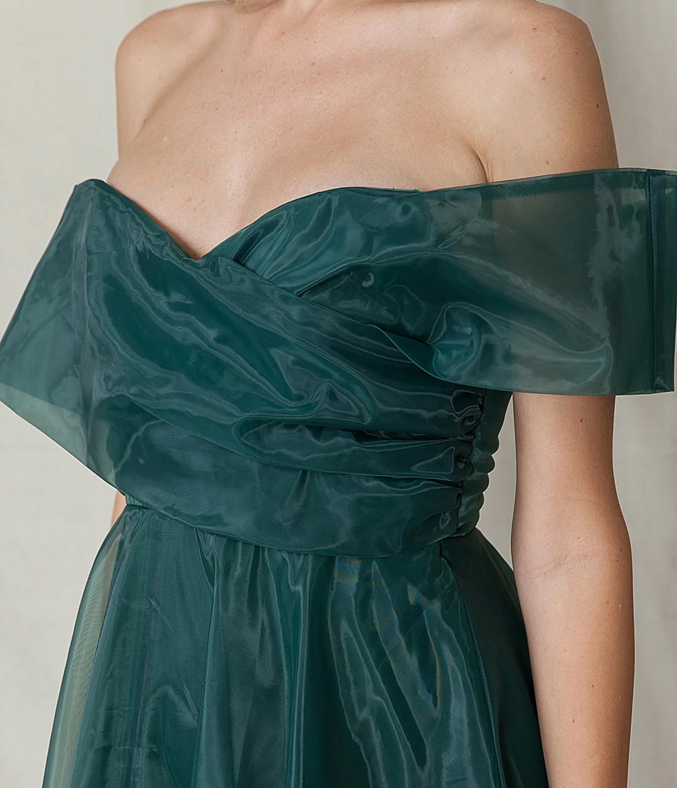 Emerald Off the Shoulder Midi Dress sold by Unique Vintage product image thumbnail 2